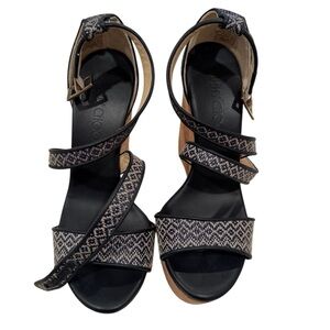Jimmy Choo Navy and Tan Sandals with Ankle Strap
